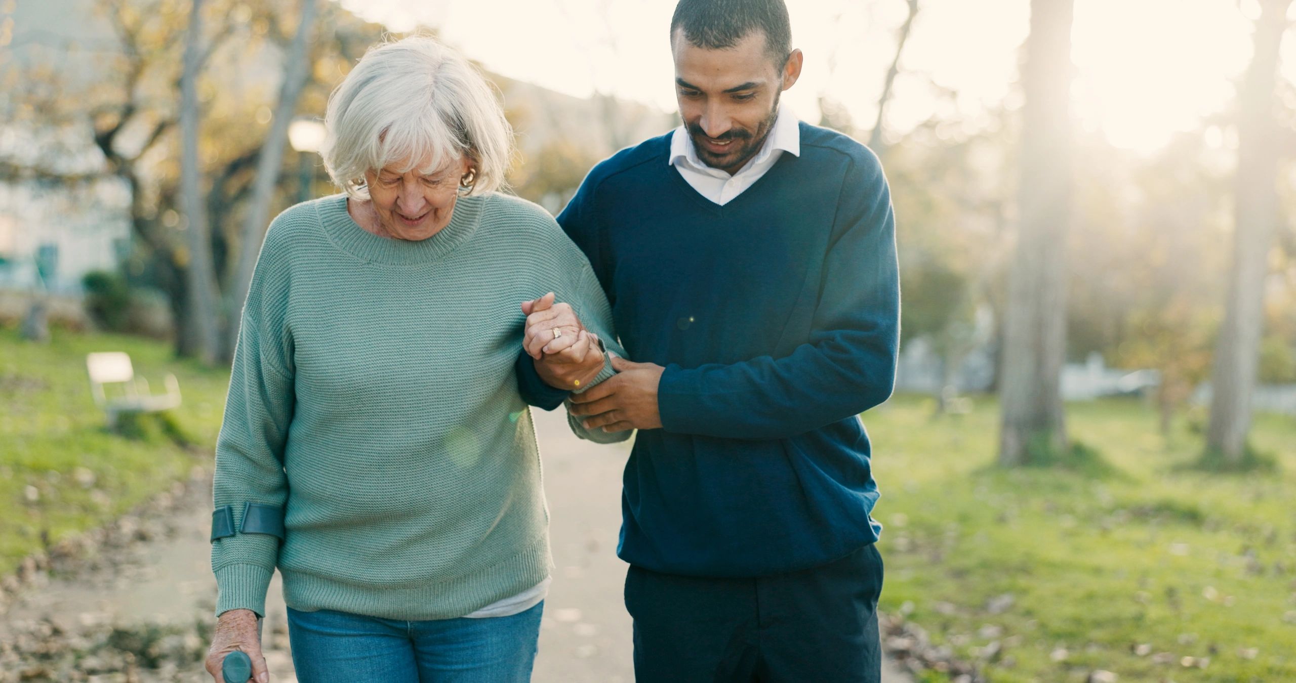 Senior receiving caring companionship